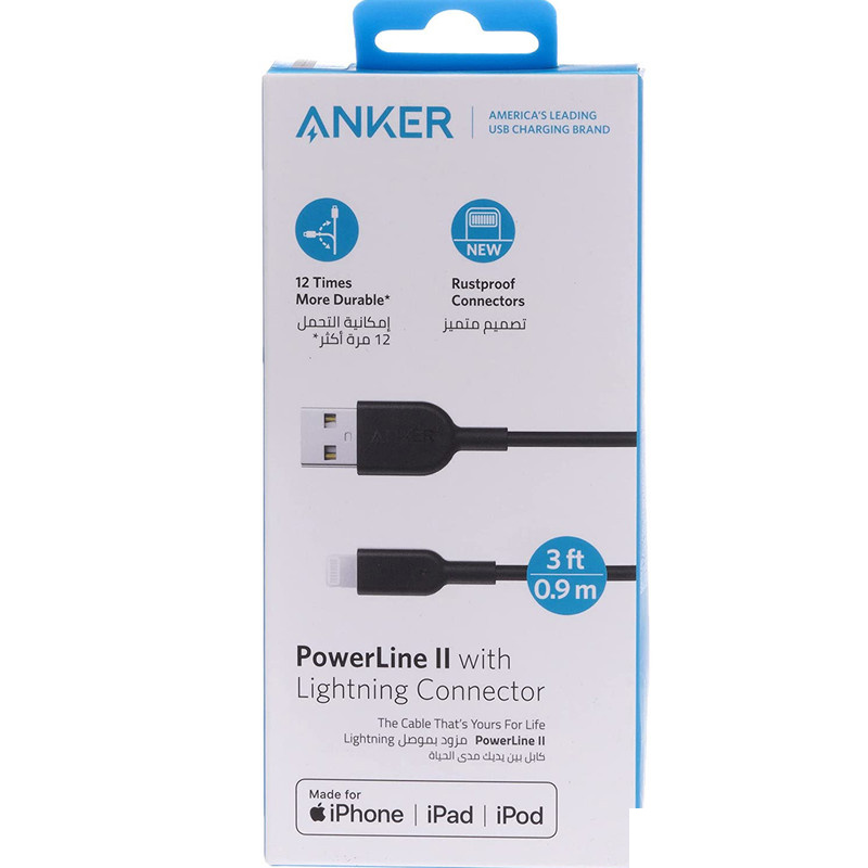 کابل تبدیل USB به لایتنینگ انکر مدل Anker PowerLine A8812 طول 0.9 متر کابل تبدیل USB به لایتنینگ انکر مدل Anker PowerLine A8812 طول 0.9 متر