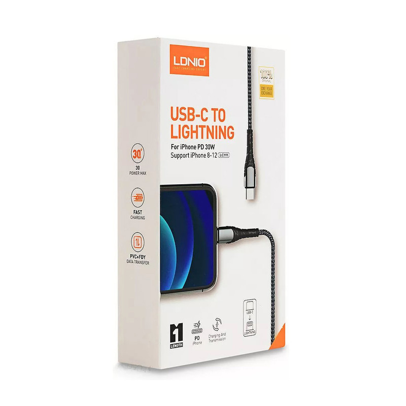 کابل تبدیل USB-C به لایتنینگ الدینیو مدل LC111 PD30W طول 1 متر کابل تبدیل USB-C به لایتنینگ الدینیو مدل LC111 PD30W طول 1 متر