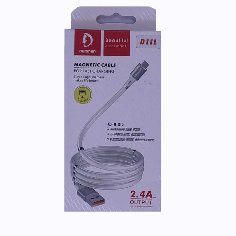 کابل تبدیل USB به لایتنینگ مغناطیسی دنمن مدل D11L طول 1 متر کابل تبدیل USB به لایتنینگ مغناطیسی دنمن مدل D11L طول 1 متر