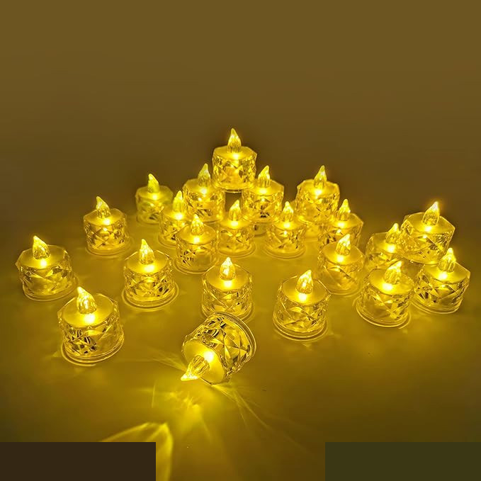 شمع ال ای دی مدل کریستالی شفاف طرح Diamond مجموعه 6 عددی شمع ال ای دی مدل کریستالی شفاف طرح Diamond مجموعه 6 عددی