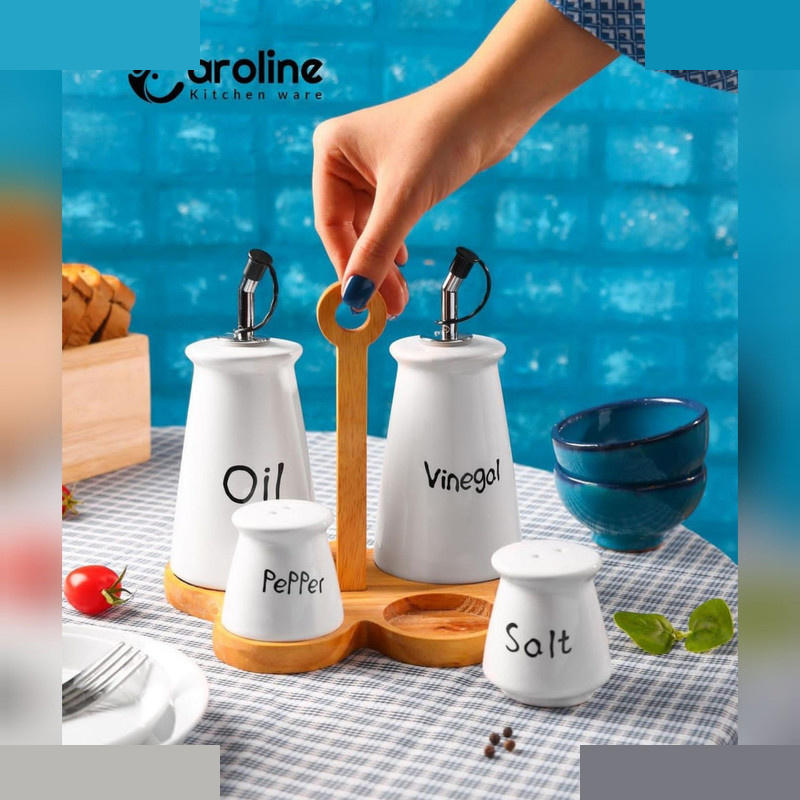 ست روغن ریز و نمک پاش کارولین کیچن ور مدل ستیا مجموعه 4 عددی
