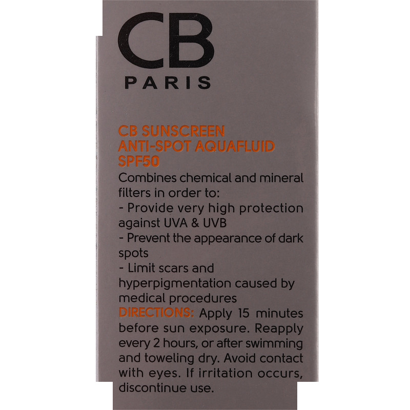 فلوئید ضد آفتاب بدون رنگ سی بی پاریس spf50 مدل Anti-Spot محافظ UVAUVB مناسب پوست های حساس و آکنه دار حجم 40 میلی لیتر فلوئید ضد آفتاب بدون رنگ سی بی پاریس spf50 مدل Anti-Spot محافظ UVAUVB مناسب پوست های حساس و آکنه دار حجم 40 میلی لیتر