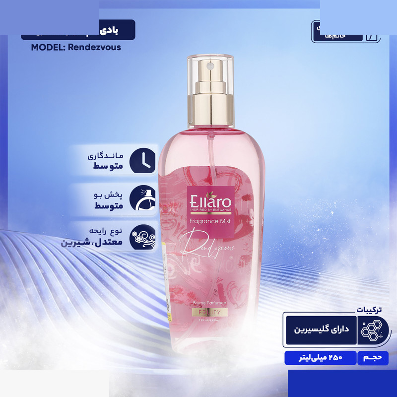 بادی اسپلش زنانه الارو مدل Rendezvous تحت لیسانس حجم 250 میلی لیتر بادی اسپلش زنانه الارو مدل Rendezvous تحت لیسانس حجم 250 میلی لیتر