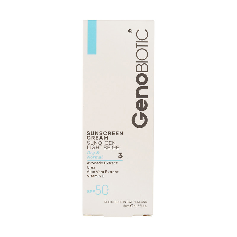 کرم ضد آفتاب رنگی صورت ژنوبایوتیک SPF 50 مدل SUNOGEN مناسب پوست های خشک و معمولی حجم 50 میلی لیتر کرم ضد آفتاب رنگی صورت ژنوبایوتیک SPF 50 مدل SUNOGEN مناسب پوست های خشک و معمولی حجم 50 میلی لیتر