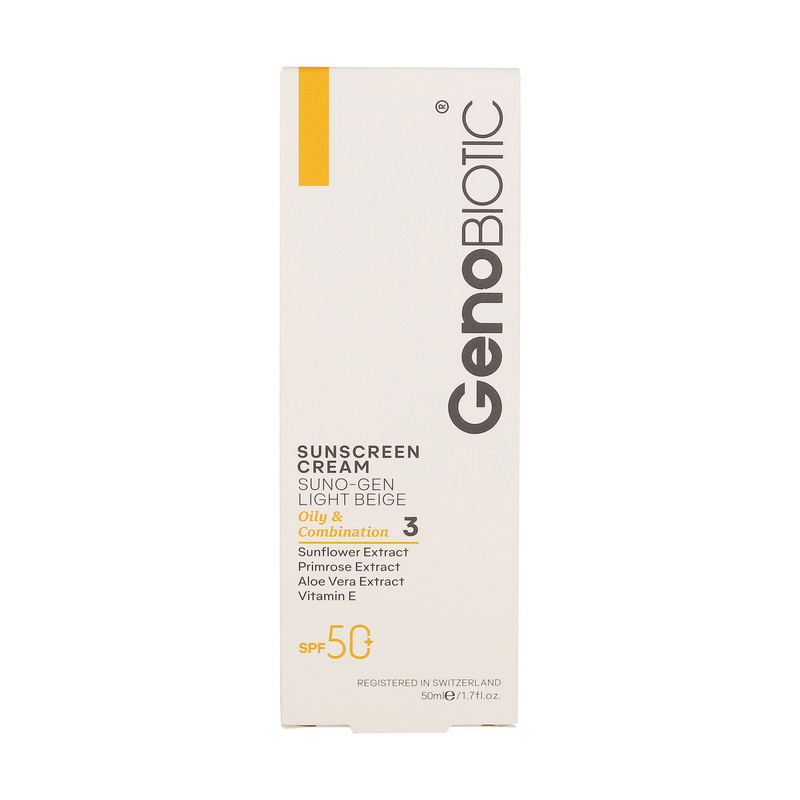 کرم ضدآفتاب رنگی ژنوبایوتیک SPF 50 مدل SUNO مناسب پوست های چربو حجم 50 میلی لیتر کرم ضدآفتاب رنگی ژنوبایوتیک SPF 50 مدل SUNO مناسب پوست های چربو حجم 50 میلی لیتر