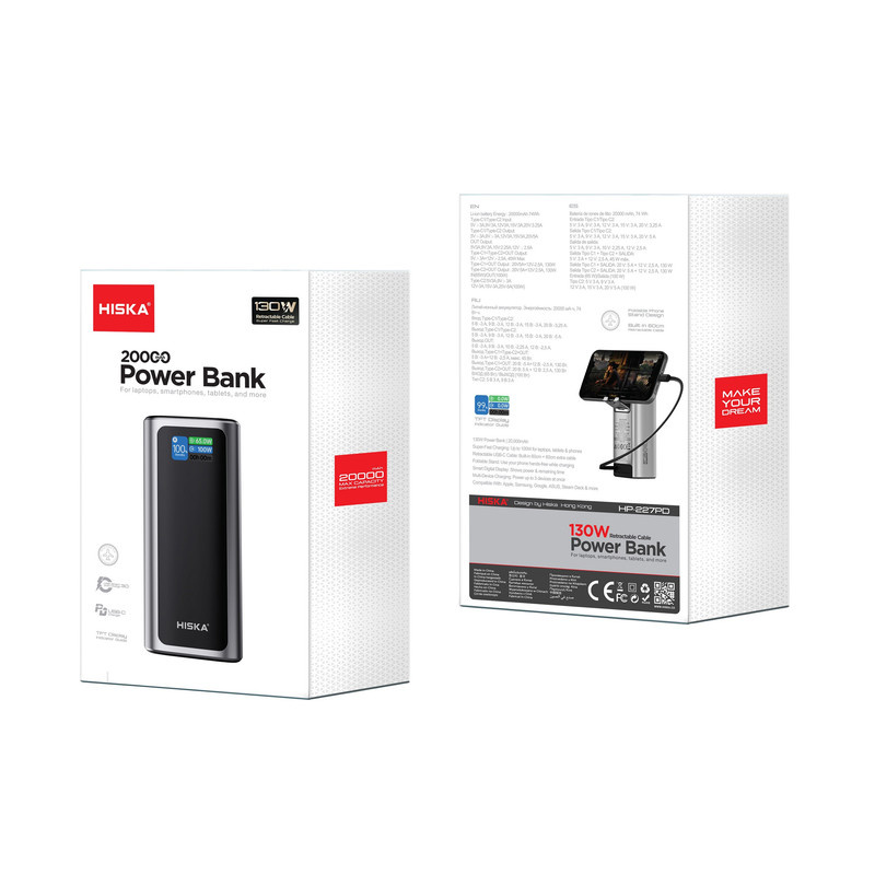 پاوربانک 130 وات هیسکا مدل HP-227PD ظرفیت 20000 میلیآمپرساعت پاوربانک 130 وات هیسکا مدل HP-227PD ظرفیت 20000 میلیآمپرساعت