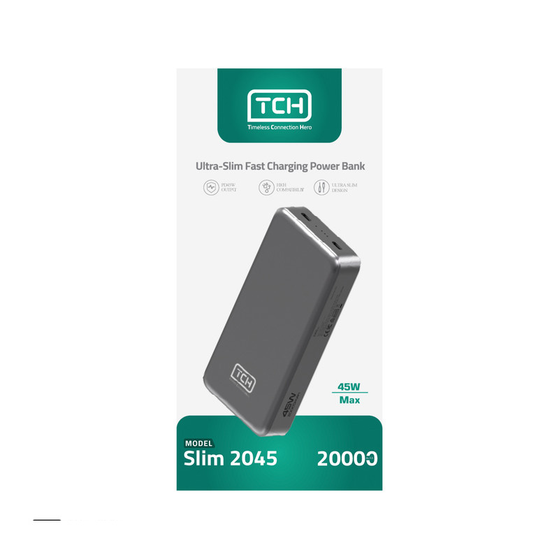 پاوربانک 45 وات تی سی اچ مدل Slim 2045 ظرفیت 20000 میلیآمپرساعت پاوربانک 45 وات تی سی اچ مدل Slim 2045 ظرفیت 20000 میلیآمپرساعت