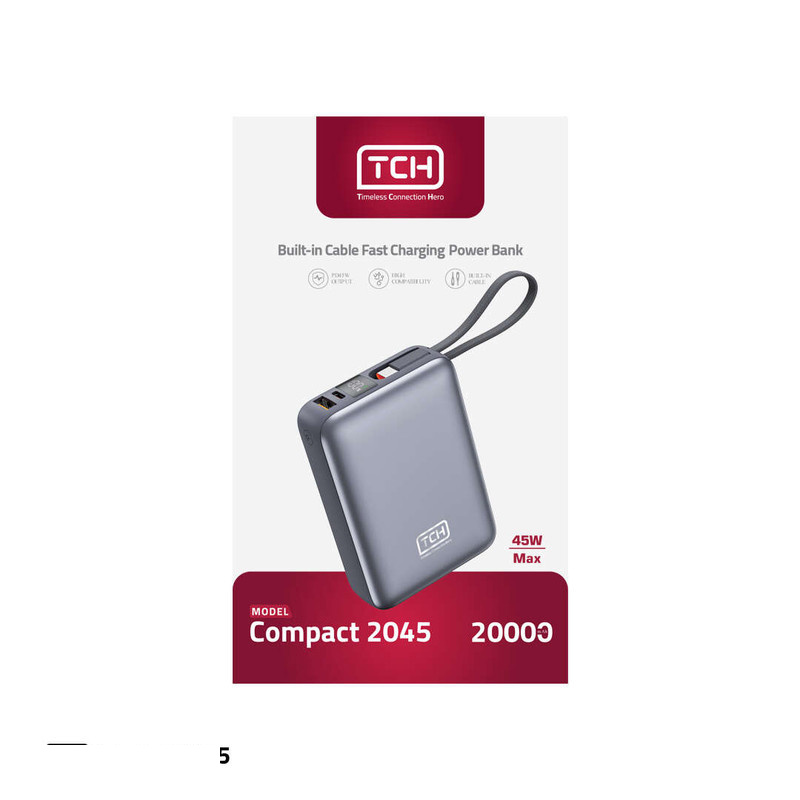 پاوربانک 45 وات تی سی اچ مدل Compact 2045 ظرفیت 20000 میلیآمپرساعت پاوربانک 45 وات تی سی اچ مدل Compact 2045 ظرفیت 20000 میلیآمپرساعت