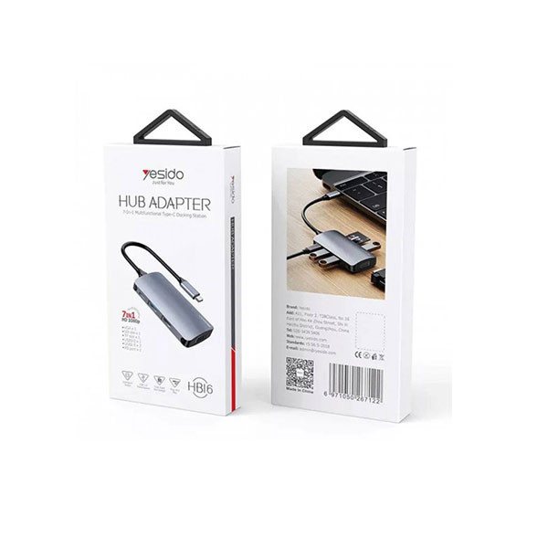 هاب 7 پورت USB-C یسیدو مدل HB16 هاب 7 پورت USB-C یسیدو مدل HB16