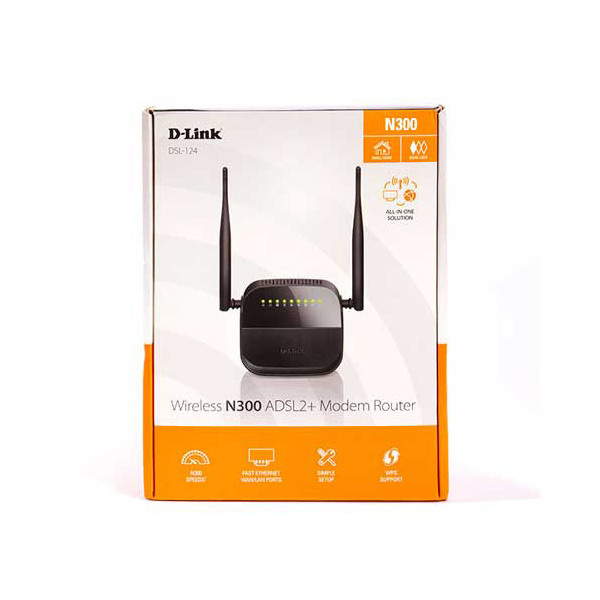 مودم روتر ADSL2 Plus بی سیم N300 دی-لینک مدل DSL-124 New مودم روتر ADSL2 Plus بی سیم N300 دی-لینک مدل DSL-124 New