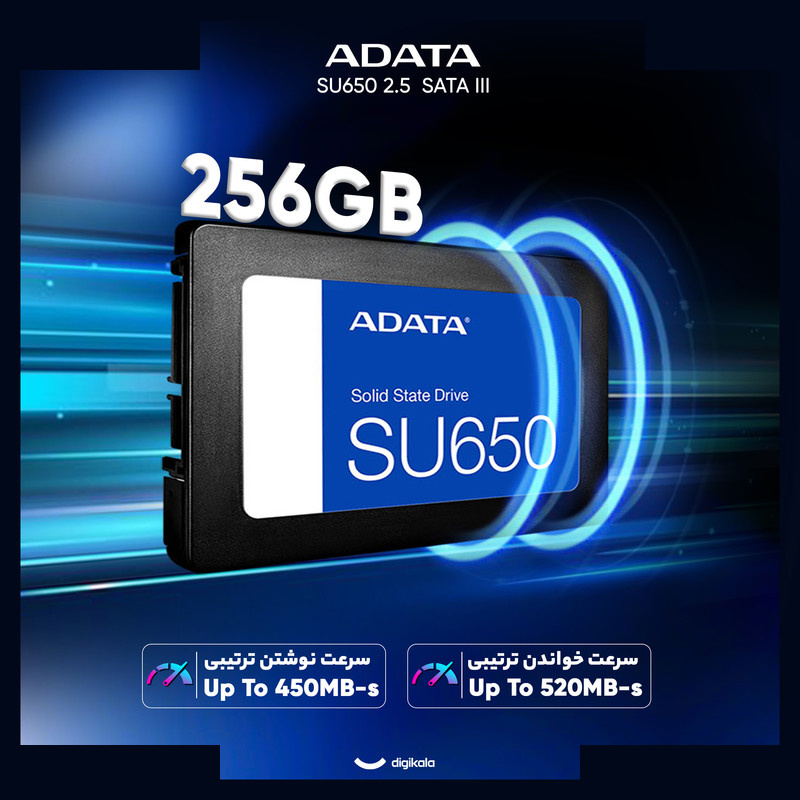 اس اس دی اینترنال SATA III ای دیتا مدل SU650 ظرفیت 256 گیگابایت اس اس دی اینترنال SATA III ای دیتا مدل SU650 ظرفیت 256 گیگابایت
