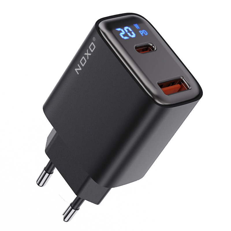 شارژر دیواری 20 وات دو پورت نوکسو مدل CHN-6 به همراه کابل تبدیل USB-C / لایتنینگ شارژر دیواری 20 وات دو پورت نوکسو مدل CHN-6 به همراه کابل تبدیل USB-C / لایتنینگ