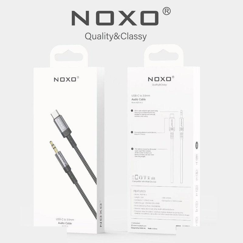 کابل تبدیل USB-C به جک 3.5 میلی متری نوکسو  مدلAUX-N-3 طول 1.5 متر