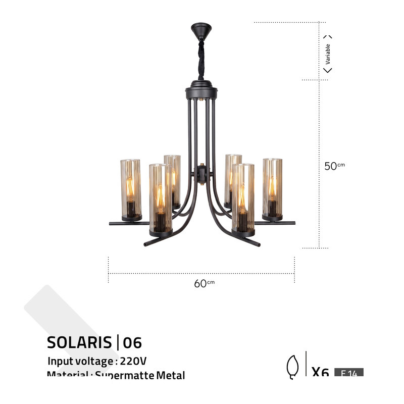 لوستر 6 شعله مدل Solaris - 06 لوستر 6 شعله مدل Solaris - 06