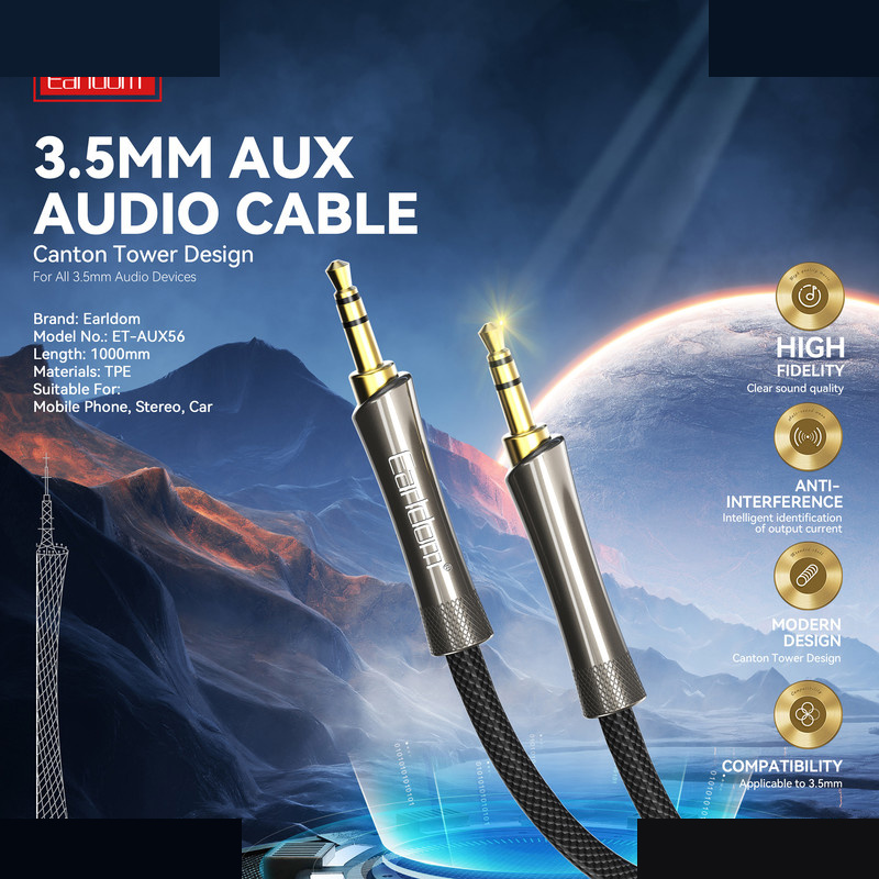 کابل AUX ارلدام مدل CANTON TOWER AUX56 طول 1 متر کابل AUX ارلدام مدل CANTON TOWER AUX56 طول 1 متر