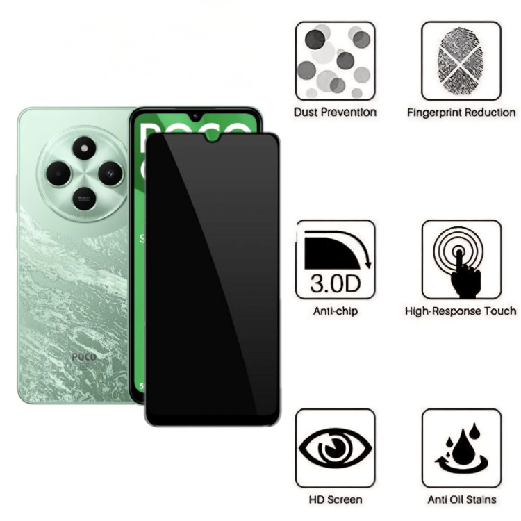 محافظ صفحه نمایش شیشه ای گوشی موبایل زیفرند مدل Privacy مناسب شیائومی Poco C75 5G محافظ صفحه نمایش شیشه ای گوشی موبایل زیفرند مدل Privacy مناسب شیائومی Poco C75 5G