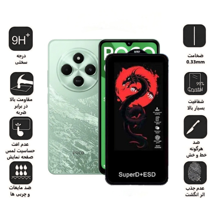 محافظ صفحه نمایش شیشه ای گوشی موبایل زیفرند مدل Red Dragon مناسب شیائومی Poco C75 5G محافظ صفحه نمایش شیشه ای گوشی موبایل زیفرند مدل Red Dragon مناسب شیائومی Poco C75 5G