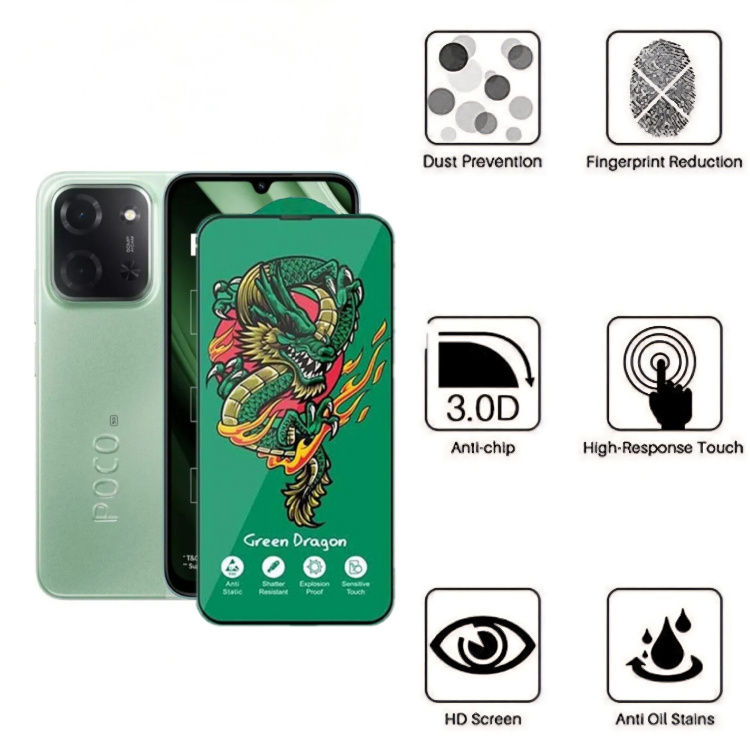 محافظ صفحه نمایش شیشه ای گوشی موبایل زیفرند مدل Green Dragon مناسب شیائومی Poco C85 5G محافظ صفحه نمایش شیشه ای گوشی موبایل زیفرند مدل Green Dragon مناسب شیائومی Poco C85 5G
