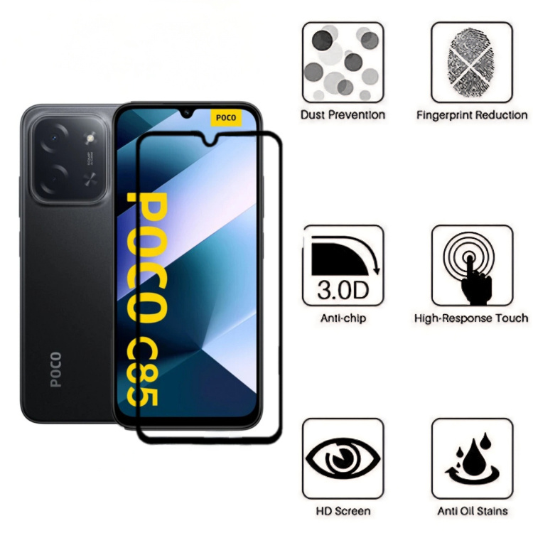 محافظ صفحه نمایش گوشی موبایل زیفرند شیشه ای فول چسب مدل 9H مناسب شیائومی Poco C85 4G محافظ صفحه نمایش گوشی موبایل زیفرند شیشه ای فول چسب مدل 9H مناسب شیائومی Poco C85 4G