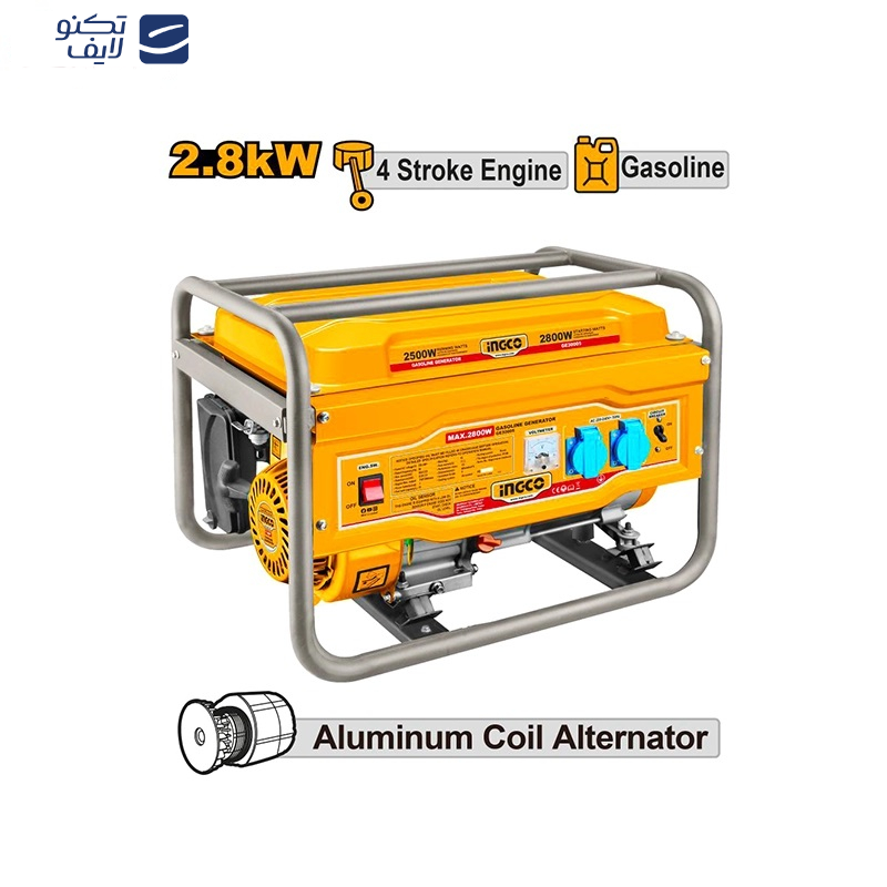 موتور برق بنزینی اینکو مدل GE30005-2800W ظرفیت 2.8 کیلووات موتور برق بنزینی اینکو مدل GE30005-2800W ظرفیت 2.8 کیلووات