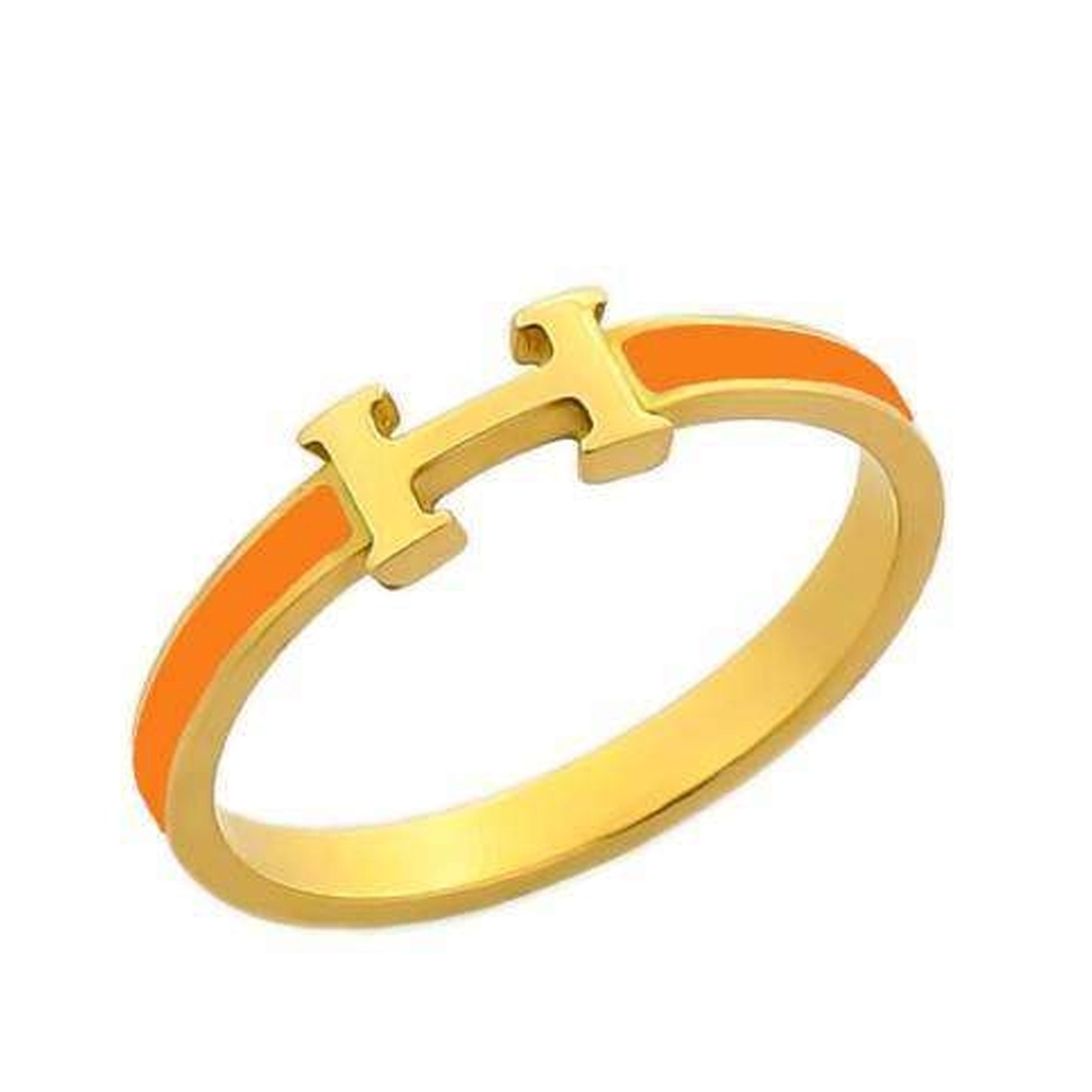 انگشتر طلا 18 عیار زنانه مدل هرمس نارنجی مینایی کد sh0351 سایز 56