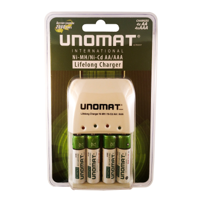 شارژر باتری یونومات مدل B-PSC001 به همراه 4 عدد باتری