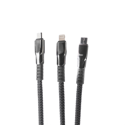 کابل تبدیل USB-C , LIGHTNING , MICROUSB جی بی کیو مدل DT-U33 طول 1.5 متر کابل تبدیل USB-C , LIGHTNING , MICROUSB جی بی کیو مدل DT-U33 طول 1.5 متر