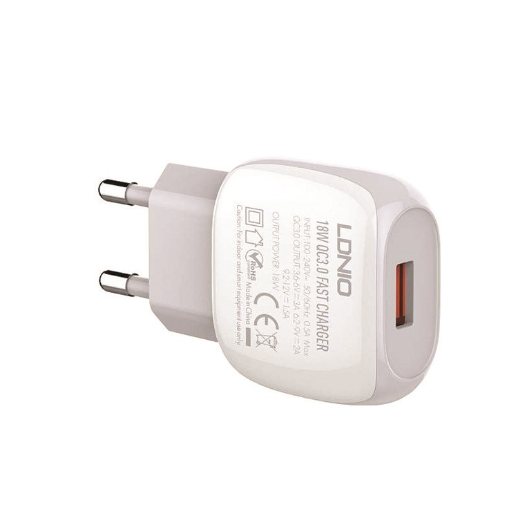 شارژر دیواری الدینیو مدل A1306Q همراه با کابل تبدیل USB-C