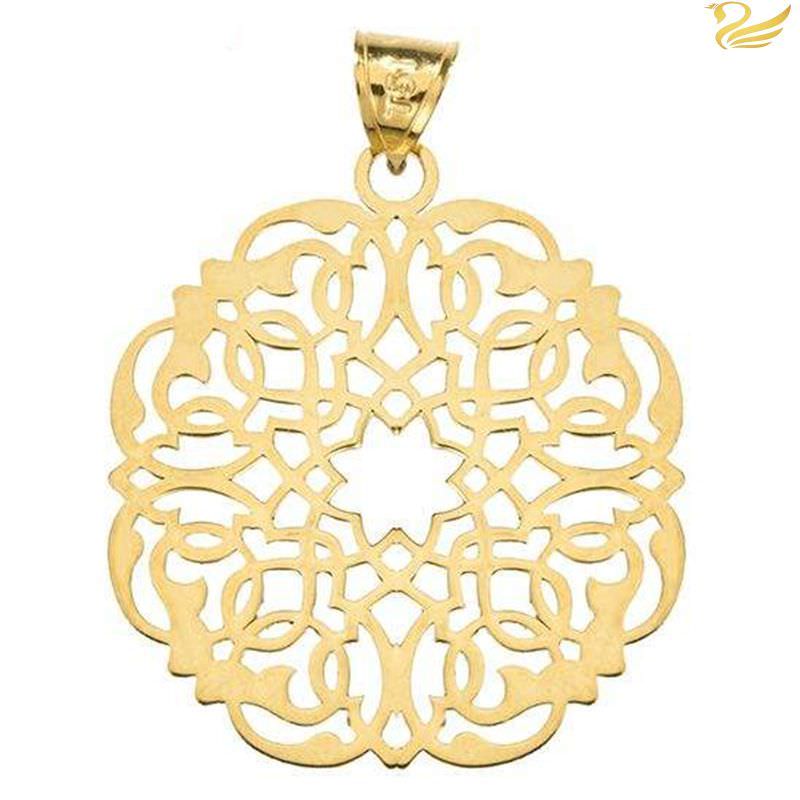 پلاک طلا 18عیار زنانه طرح اسلیمی پیچیده