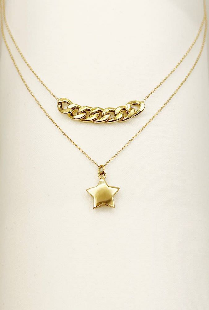 گردنبند طلا 18 عیار زنانه قو طلایی طرح کارتیه تیفانی ستاره گردنبند طلا 18عیار طرح کارتیه تیفانی ستاره