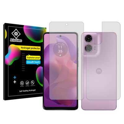 محافظ صفحه نمایش شفاف گوشی موتورولا Moto G24  آرکا گلس مدل Tough به همراه محافظ پشت گوشی