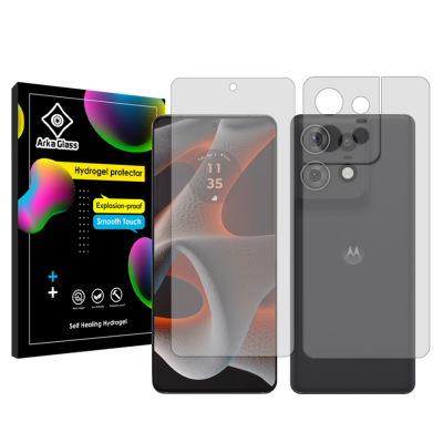 محافظ صفحه نمایش شفاف گوشی موتورولا Edge 50 Pro آرکا گلس مدل Tough به همراه محافظ پشت گوشی