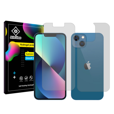 محافظ صفحه نمایش شفاف گوشی اپل iPhone 13 آرکا گلس مدل Tough به همراه محافظ پشت گوشی محافظ صفحه نمایش شفاف گوشی اپل iPhone 13 آرکا گلس مدل Tough به همراه محافظ پشت گوشی