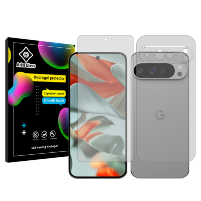 محافظ صفحه نمایش شفاف گوشی گوگل Pixel 9 Pro XL آرکا گلس مدل Tough به همراه محافظ پشت گوشی