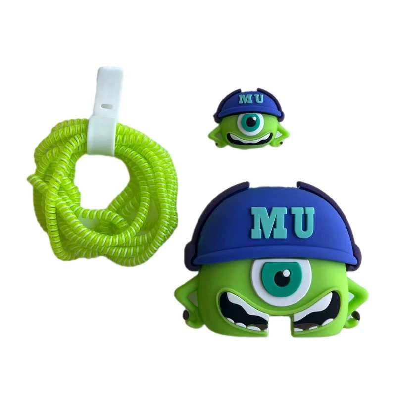 محافظ کابل شارژ وال کیس طرح مایک به همراه محافظ شارژر دیواری 25 وات سامسونگ مجموعه 4 عددی