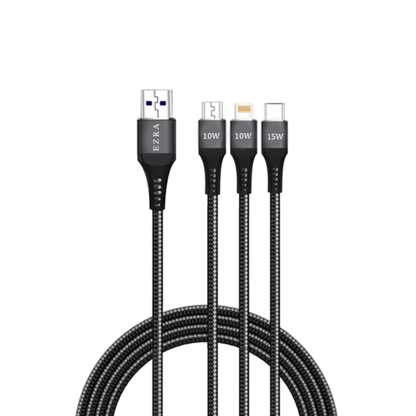 کابل لایتنینگ ، تایپ سی و Micro-USB ازرا مدل DC352 به طول 1.2 متر
