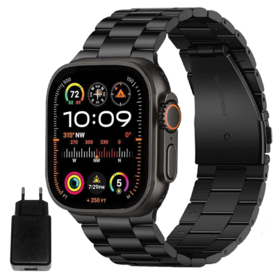 ساعت هوشمند ورنا مدل T49 Ultra با بند فلزی به همراه 2 بند اضافه و شارژر