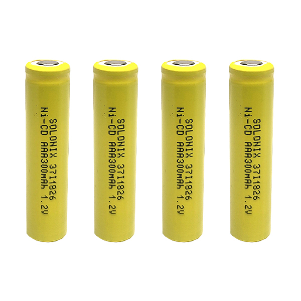 باتری نیم قلمی قابل شارژ سولونیکس مدل  صنعتی 300mAh سرتخت مجموعه 4 عددی