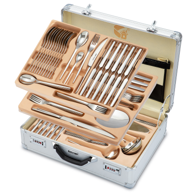 سرویس قاشق و چنگال 146 پارچه جی فی نی مدل 168M سوپر لاکچری سرویس قاشق و چنگال 146 پارچه جی فی نی مدل 168M سوپر لاکچری