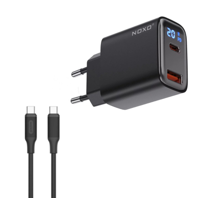 شارژر دیواری 20 وات دو پورت نوکسو مدل CHN-6 به همراه کابل USB-C شارژر دیواری 20 وات دو پورت نوکسو مدل CHN-6 به همراه کابل USB-C