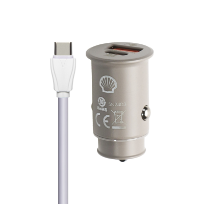 شارژر فندکی 30 وات دو پورت شل مدل CCT006CC به همراه کابل USB-C شارژر فندکی 30 وات دو پورت شل مدل CCT006CC به همراه کابل USB-C