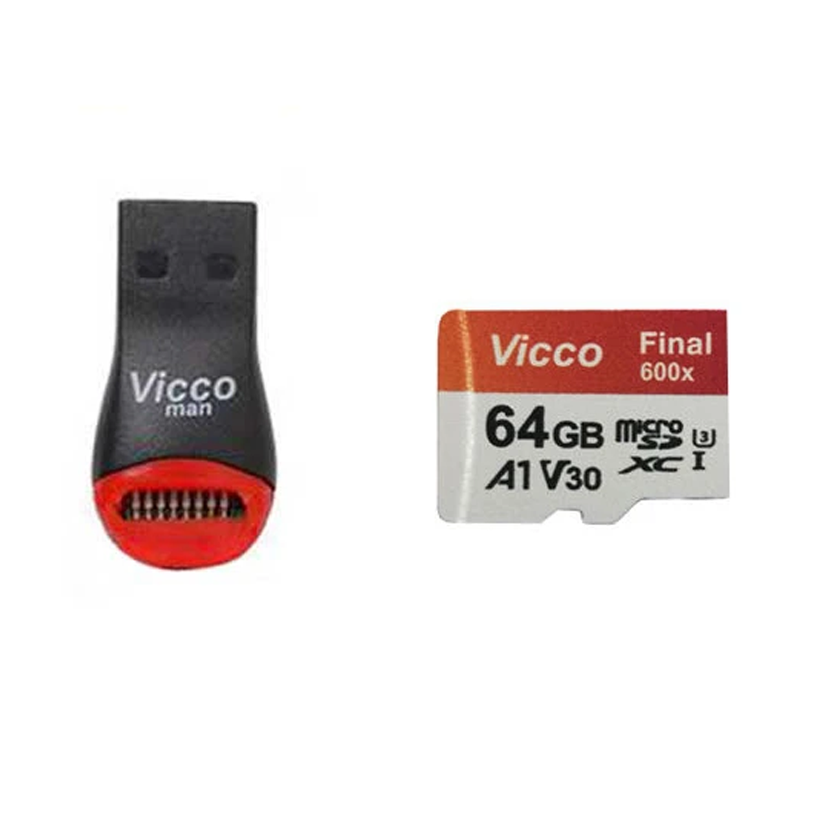 کارت حافظه micro SDXC ویکومن مدل 600X Plus کلاس 10 استاندارد UHS-I U3 سرعت 90MBS ظرفیت 64 گیگابایت به همراه کارت خوان