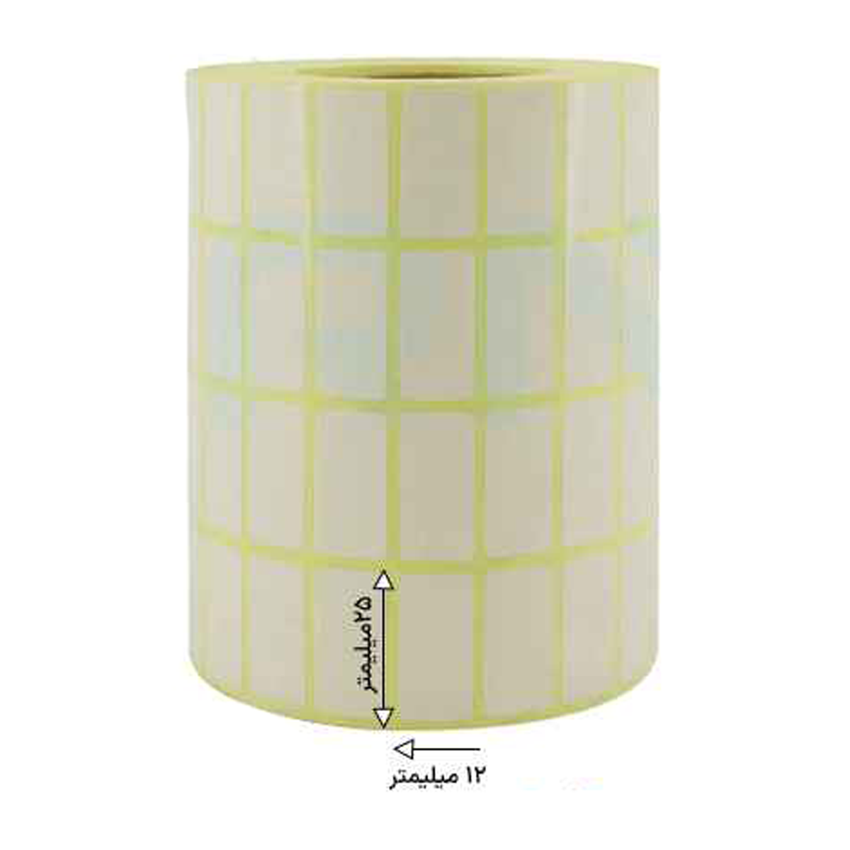 رول 10000 تایی لیبل کاغذی چهار ردیفه 12x25