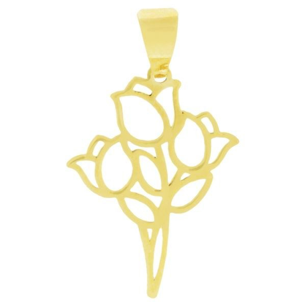 آویز گردنبند طلا 18 عیار شمیم گلد گالری طرح گل رز کد UN463