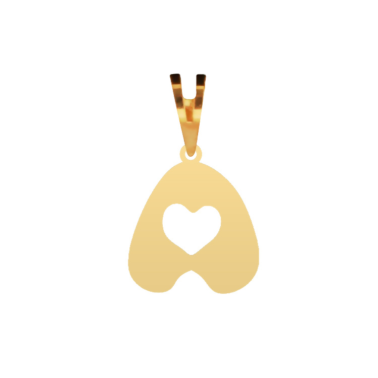 پلاک گردنبند طلا عیار 750 شمیم گلد گالری مدل مینیمال حرف A و قلب