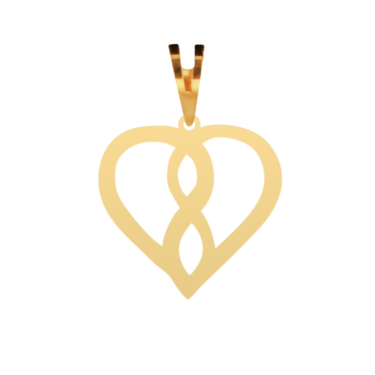 پلاک گردنبند طلا 18 عیار شمیم گلد گالری مدل قلب و بینهایت کد p-56