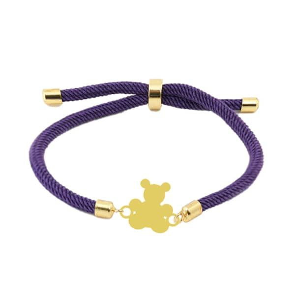 دستبند طلا 18 عیار زنانه شمیم گلد گالری مدل خرسی