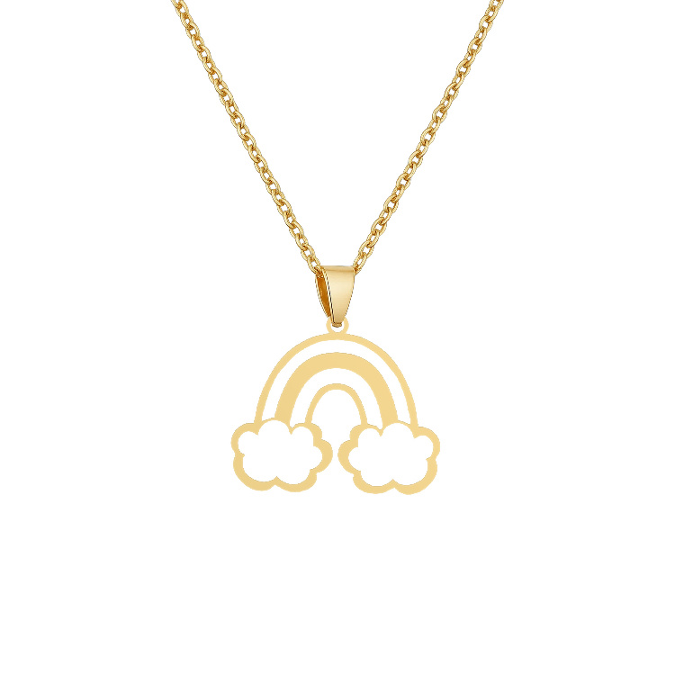 گردنبند طلا 18 زنانه شمیم گلد گالری طرح فانتزی ابر و رنگین کمان Z-46