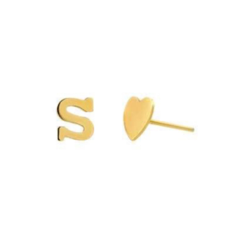 گوشواره طلا 18 عیار زنانه شمیم گلد گالری مدل حرف S و قلب کد S-27