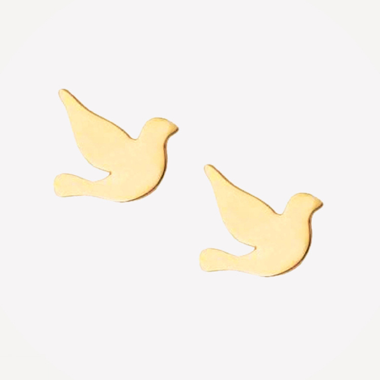 گوشواره طلا 18 عیار شمیم گلد گالری طرح مینیمال پرنده S-37